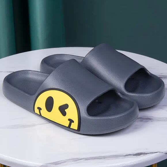 Dark Navy Smiley Cushion Slides, Light, Non-Slip Slippers - Picture 4 of 5